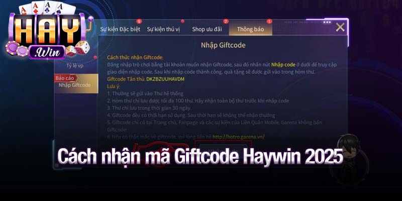 Cách nhận mã Giftcode Haywin 2025